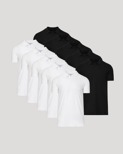 Black & White Tall Classic Polo 10-Pack