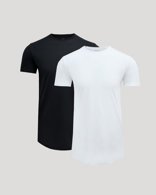 Black & White Tall Premium Pima Crew Curved Hem 2-Pack