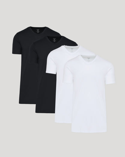 Black & White Tall Premium Pima V-Neck 4-Pack