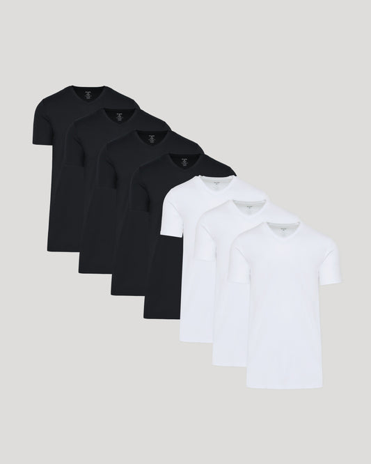 Black & White Tall Premium Pima V-Neck 7-Pack