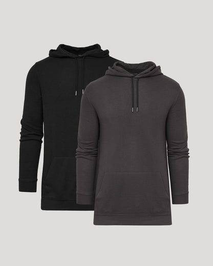 Black & Carbon Tall Waffle Hoodie 2-Pack