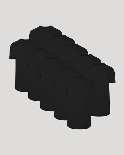 Black Classic Tall Curved Hem Crew 10-Pack