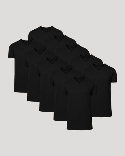 Black Classic Tall V-Neck 10-Pack