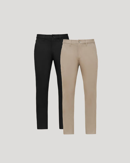 Black & Khaki Slim Chino Pants 2-Pack
