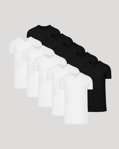Black & White Classic Tall V-Neck 10-Pack
