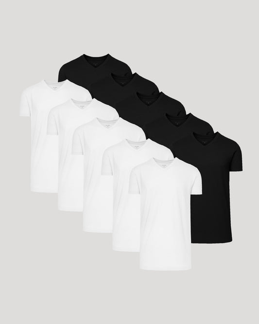 Black & White Classic Tall V-Neck 10-Pack