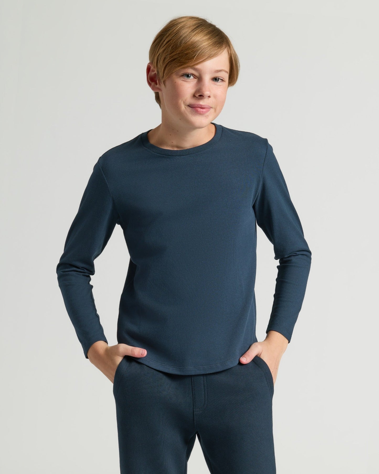 Boys' Classic Long Sleeve Curved Hem Crew Neck 6-Pack