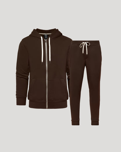 Dark Oak Full Zip Fleece Hoodie & Jogger 2-Pack
