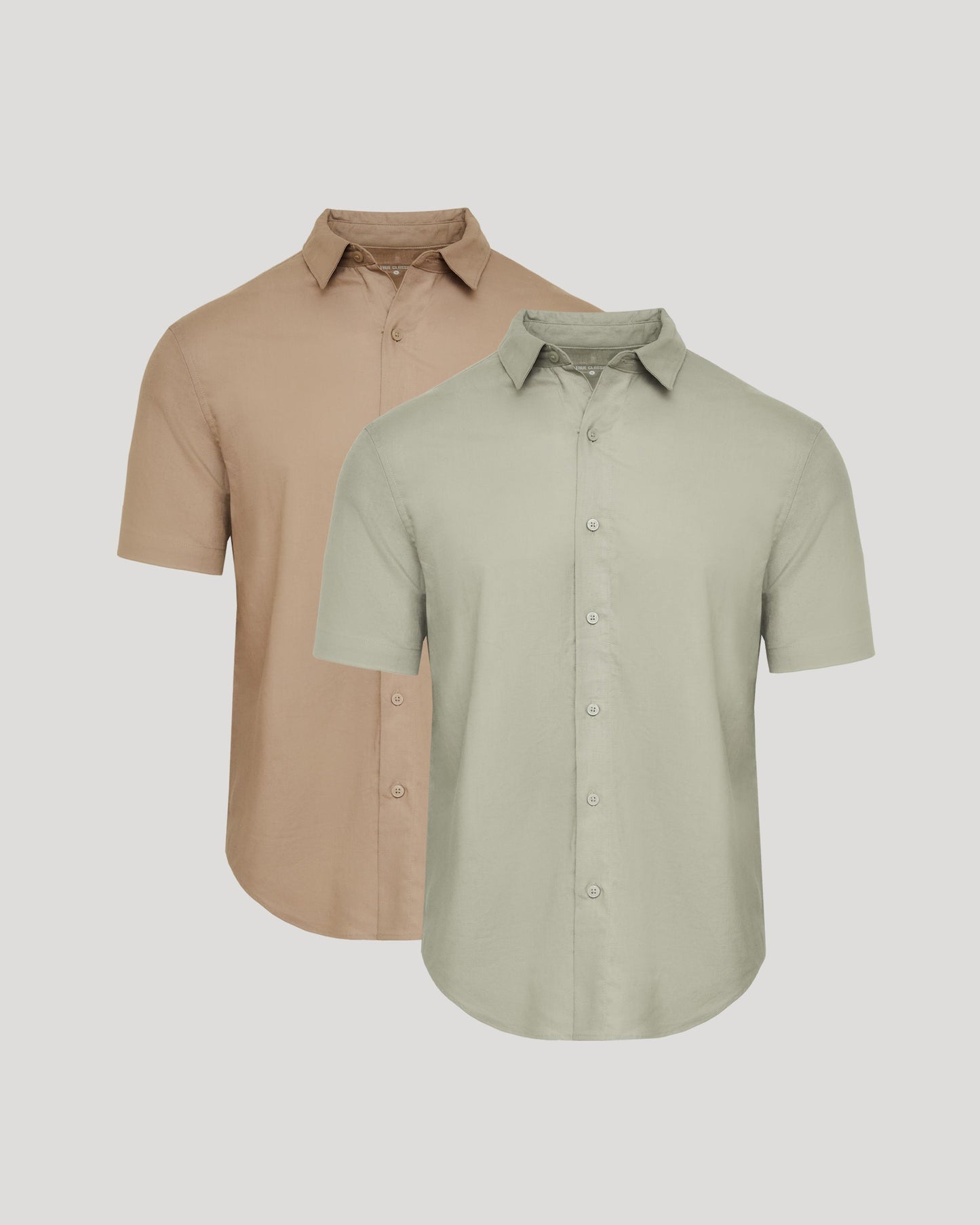 Dusty Taupe and Moss Oak Short Sleeve Linen Shirt 2-Pack