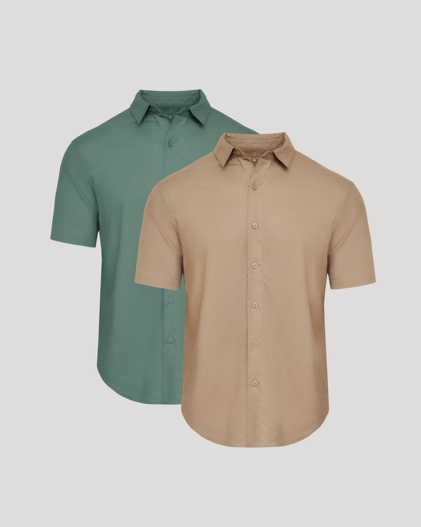 Dusty Taupe and Moss Short Sleeve Linen Shirt 2-Pack