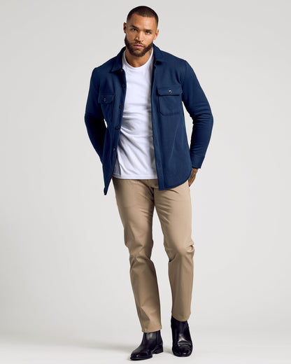 Navy Fleece Shirt Jacket