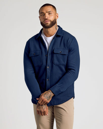 Navy Fleece Shirt Jacket