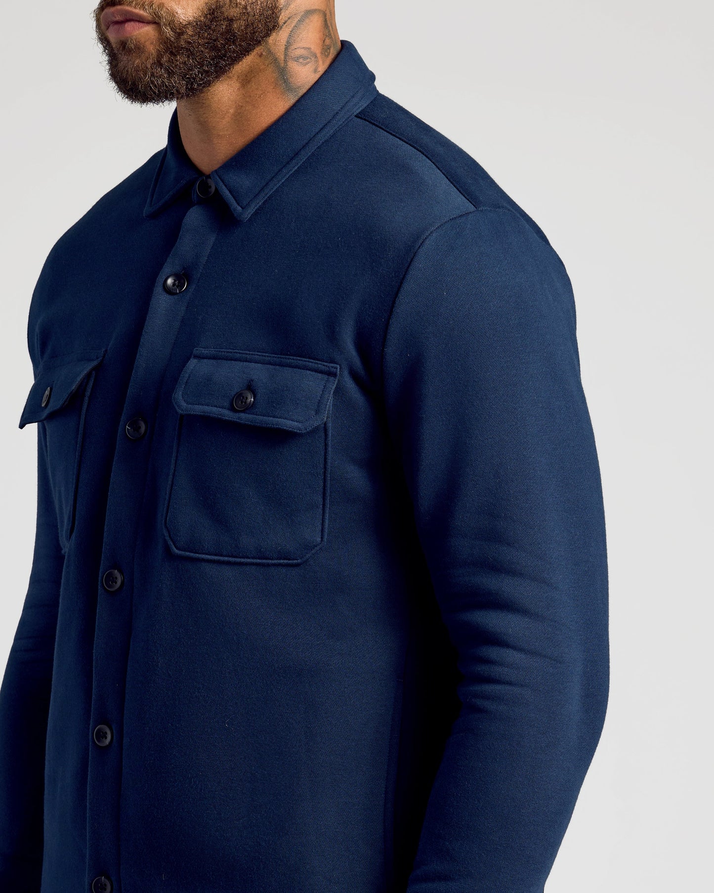 Navy Fleece Shirt Jacket