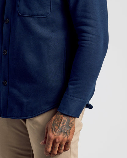 Navy Fleece Shirt Jacket