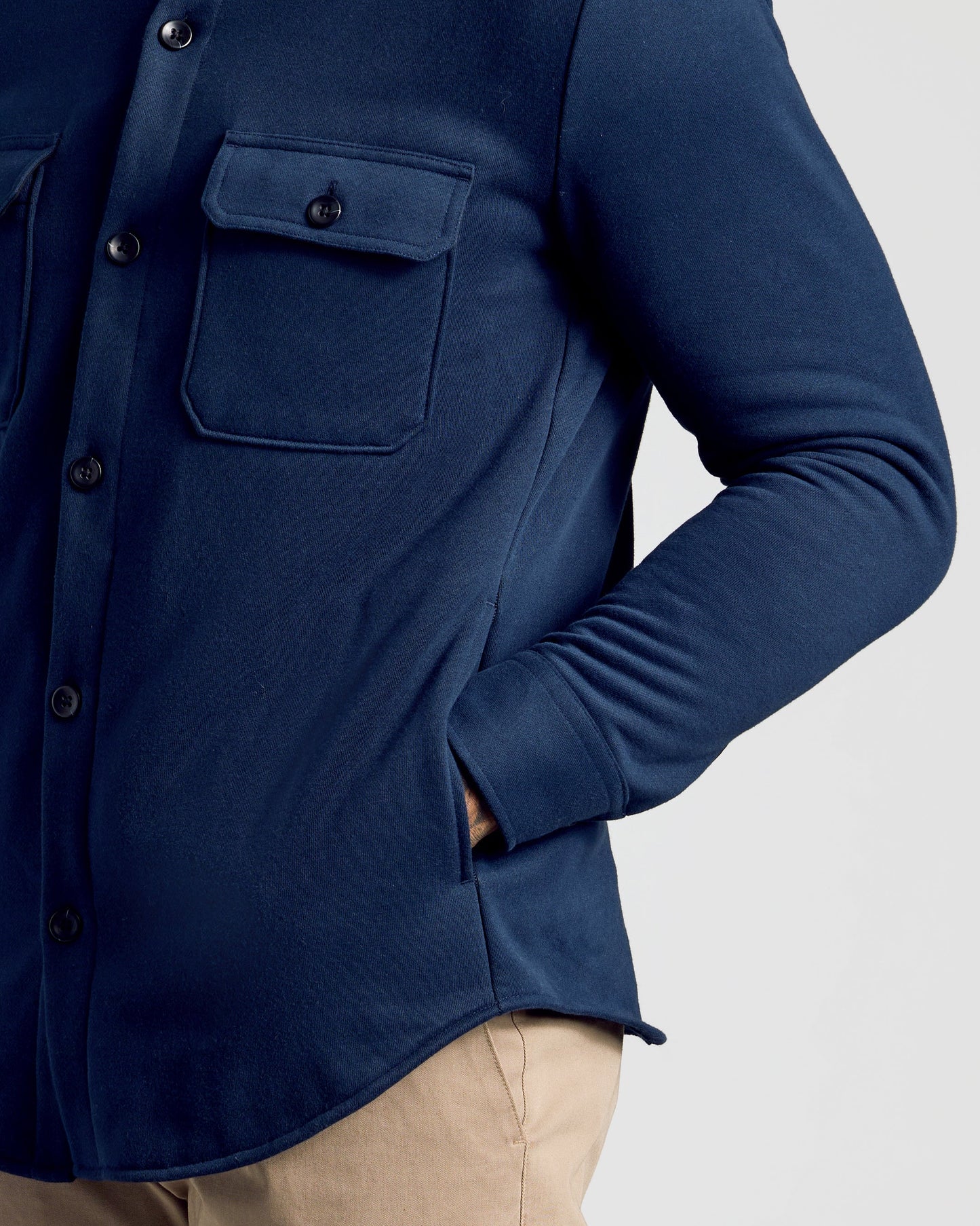 Navy Fleece Shirt Jacket