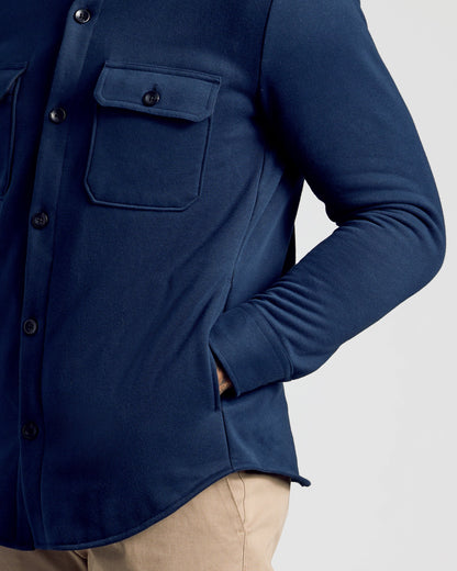 Navy Fleece Shirt Jacket