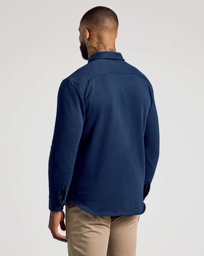 Navy Fleece Shirt Jacket