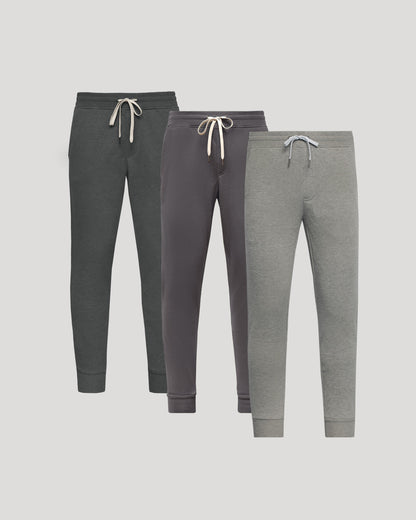 Gray Tones Fleece French Terry Joggers 3-Pack