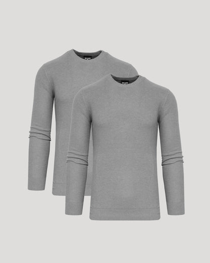 Heather Gray Pique Crew Sweater 2-Pack