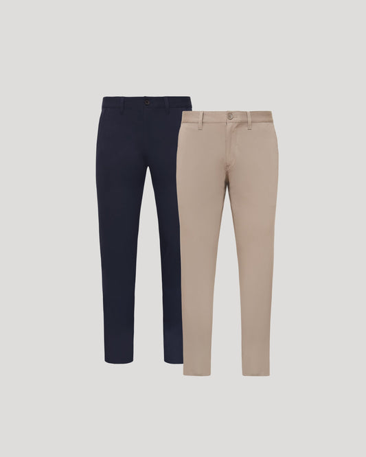 Khaki & Navy Twill Slim Chino Pant 2-Pack