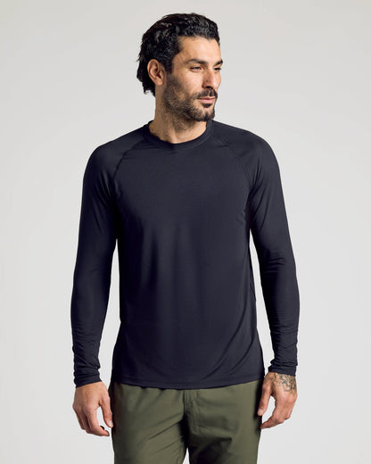 Black Long Sleeve Active Mesh Crew