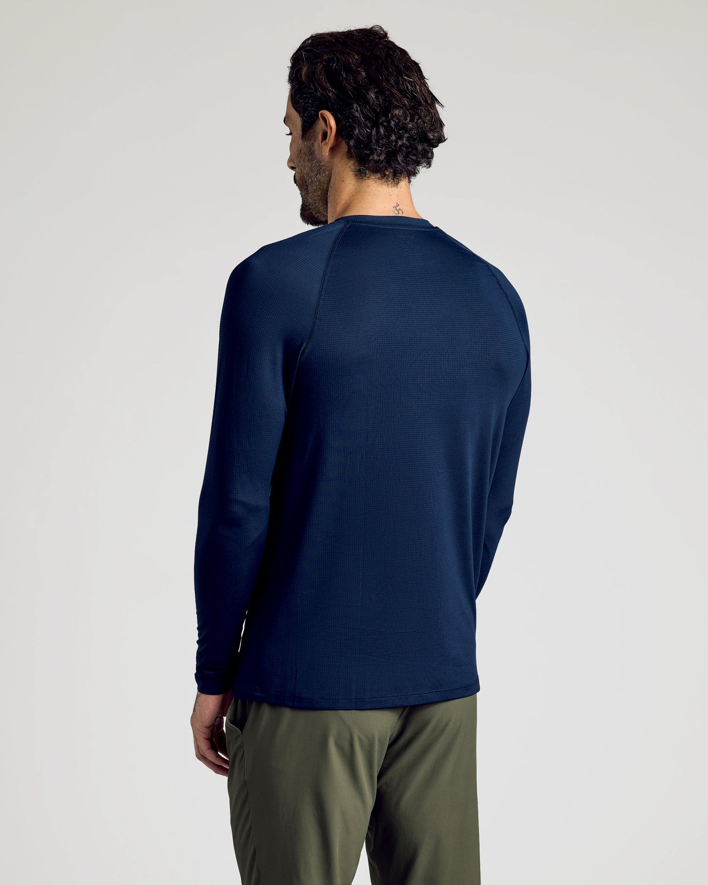 Navy Long Sleeve Active Mesh Crew