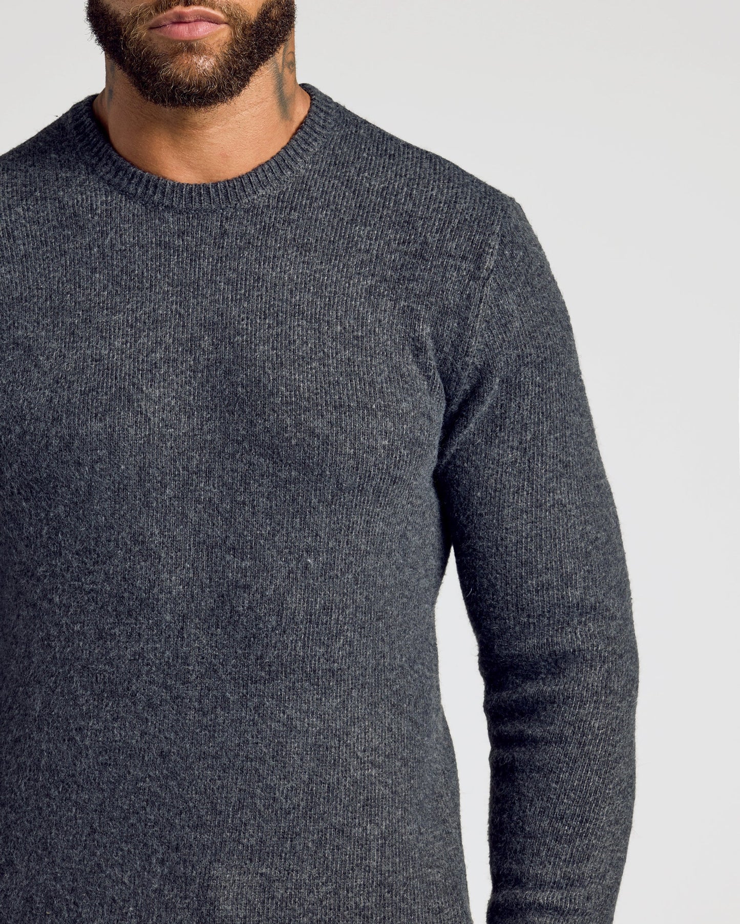 Charcoal Heather Gray Marled Crew Neck Sweater