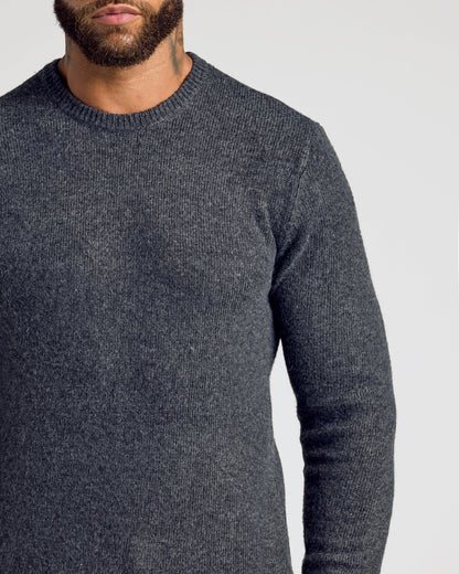 Charcoal Heather Gray Marled Crew Neck Sweater