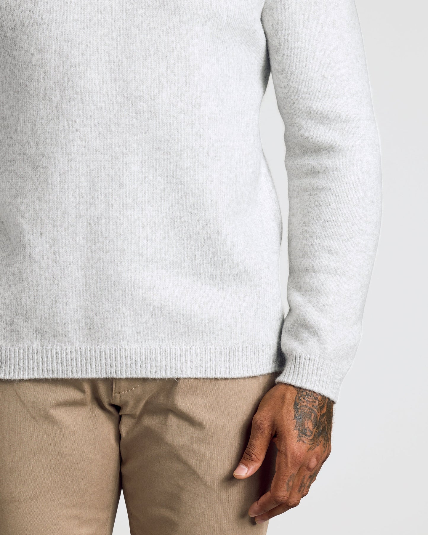 Light Heather Gray Marled Crew Neck Sweater
