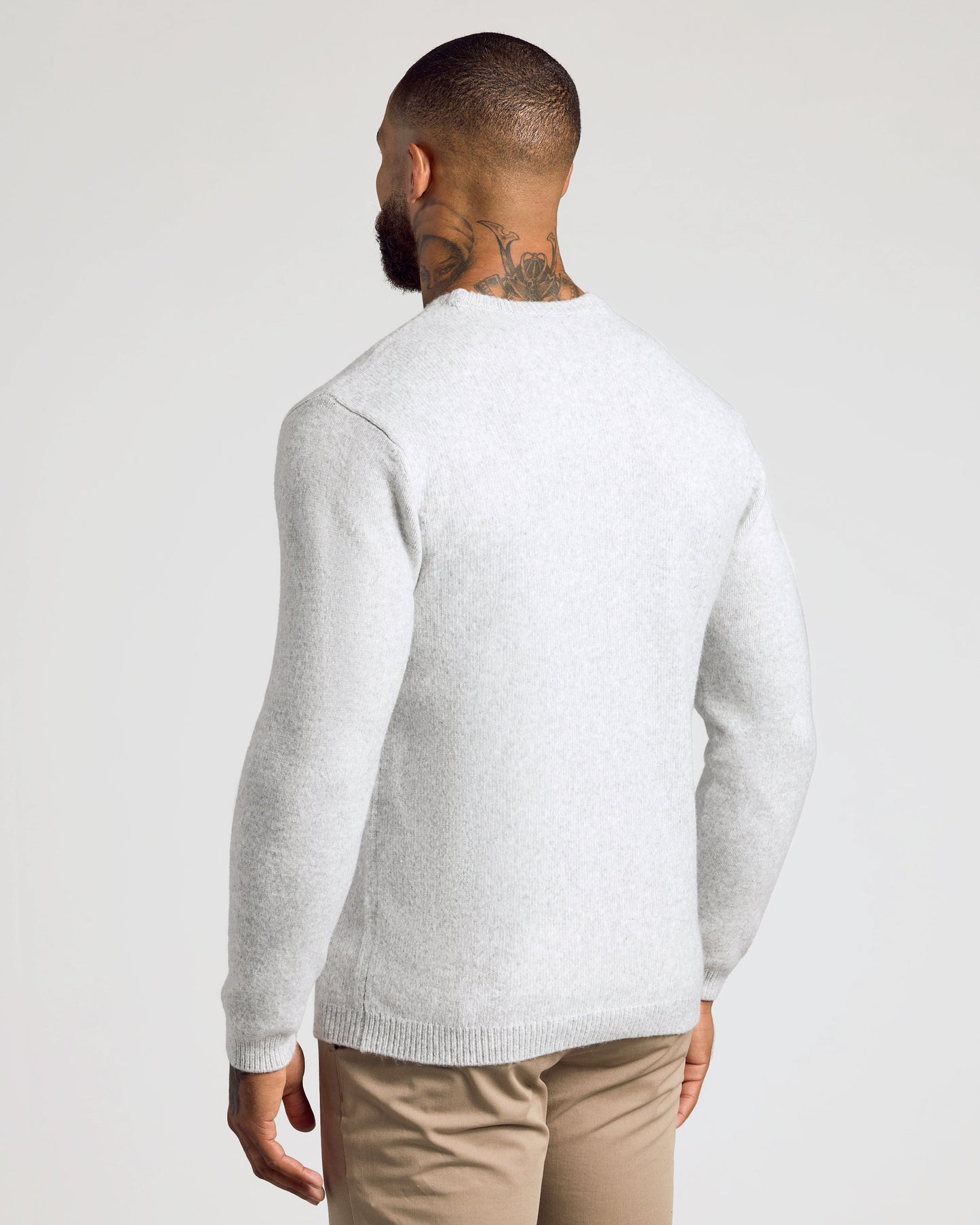 Light Heather Gray Marled Crew Neck Sweater