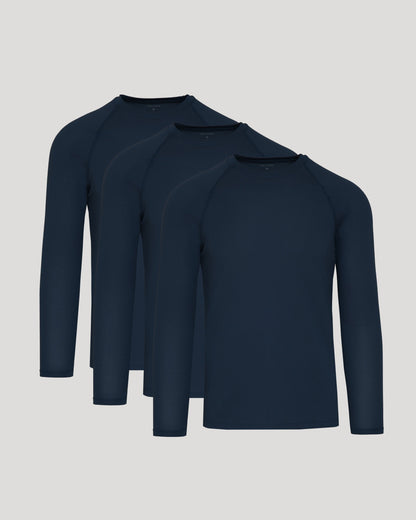 Navy Active Mesh Long Sleeve Crew 3-Pack