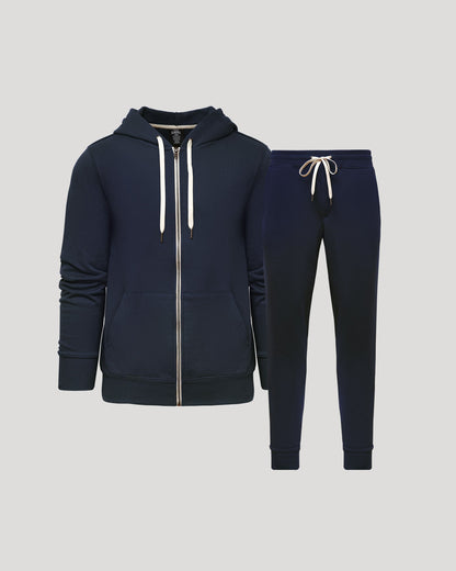 Navy Full Zip Fleece Hoodie & Jogger 2-Pack