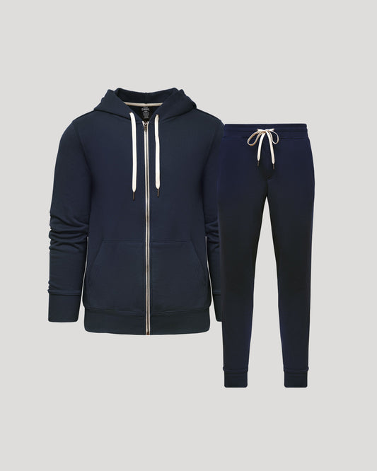Navy Full Zip Fleece Hoodie & Jogger 2-Pack