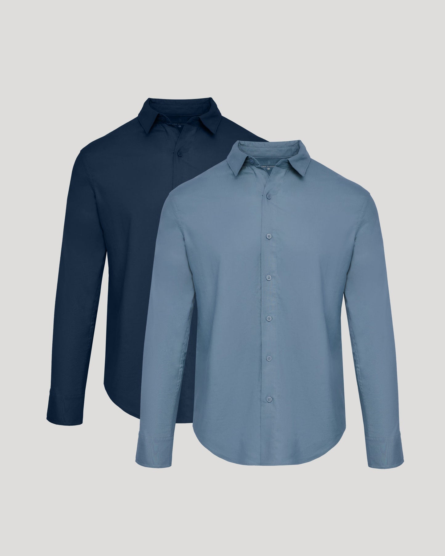 Navy & Fiord Long Sleeve Linen Shirt 2-Pack