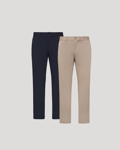 Khaki & Navy Straight Twill Chino 2-Pack