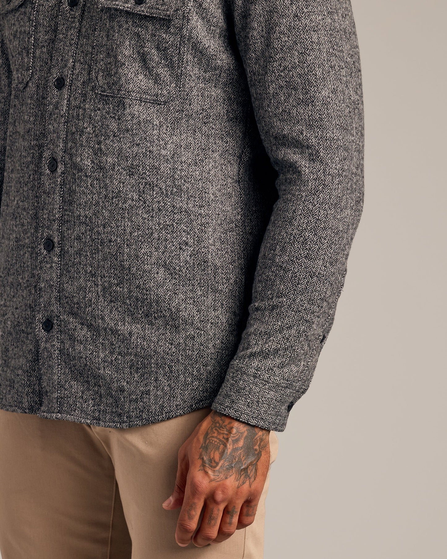 Heather Black Shirt Jacket