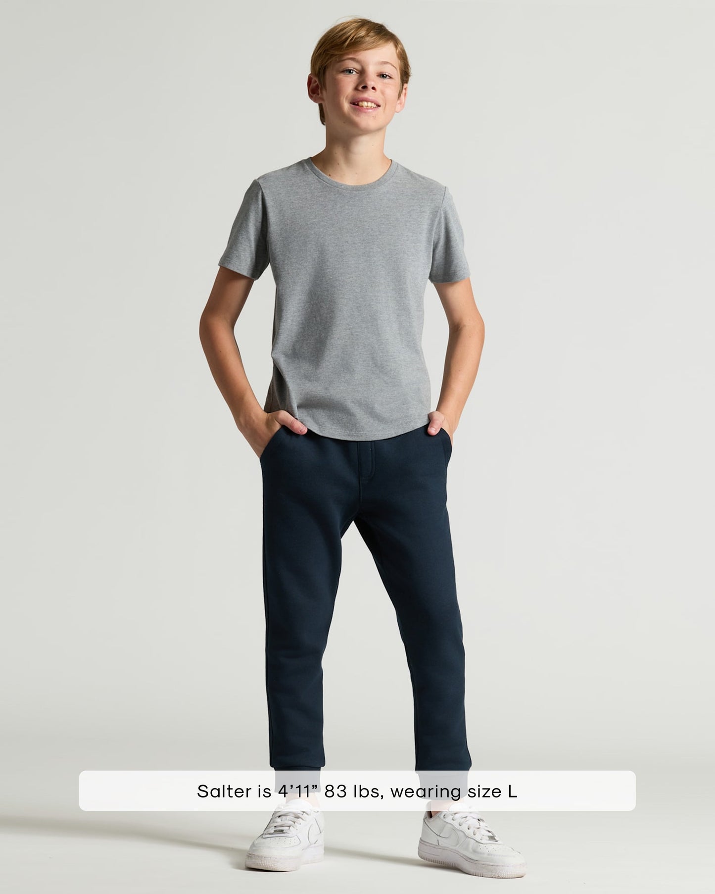 Boys' Heather Gray Classic Curved Hem Crew Neck