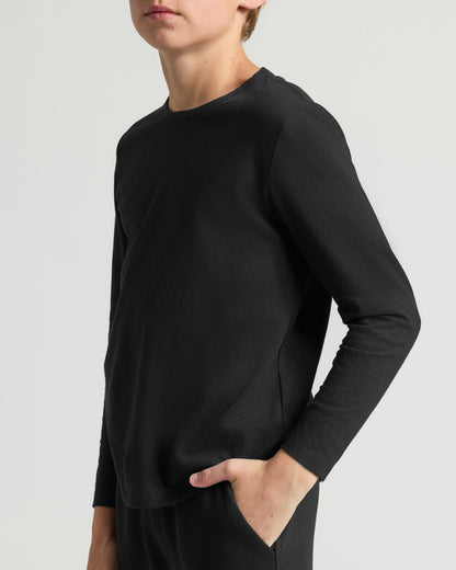 Boys' Classic Long Sleeve Curved Hem Crew Neck 6-Pack