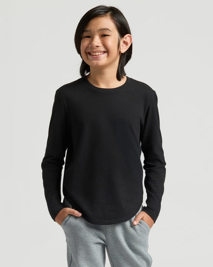 Boys' Classic Long Sleeve Curved Hem Crew Neck 6-Pack
