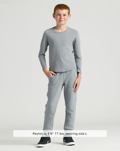 Boys' Heather Gray Classic Long Sleeve Crew Neck
