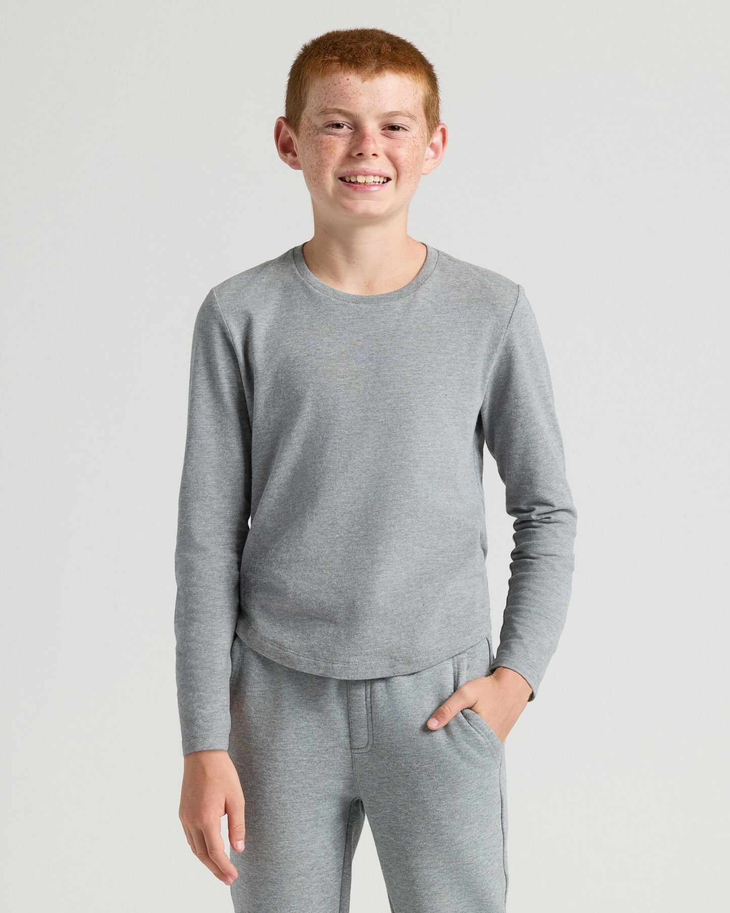 Boys' Classic Long Sleeve Curved Hem Crew Neck 3-Pack