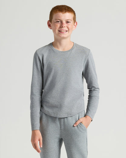 Boys' Classic Long Sleeve Curved Hem Crew Neck 6-Pack