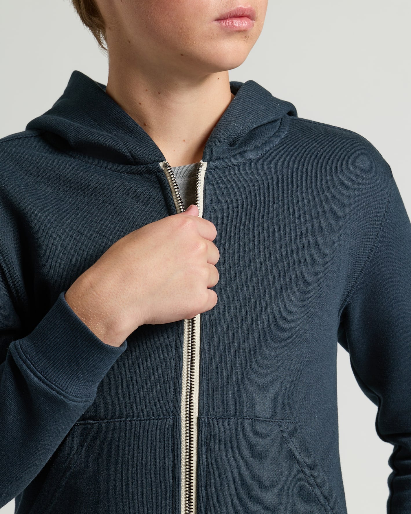 Boys' Navy Fleece Full Zip Hoodie