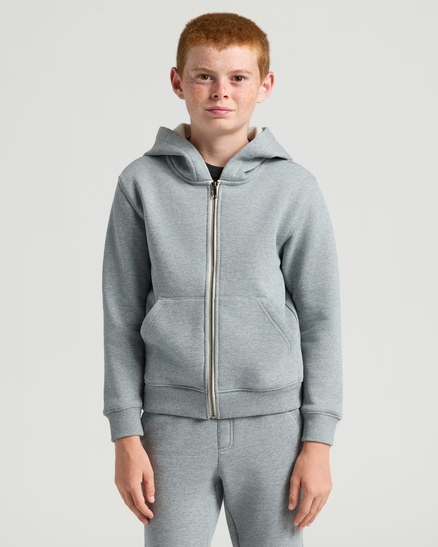 Boys' Medium Heather Gray Full Zip Fleece Hoodie & Jogger 2-Pack