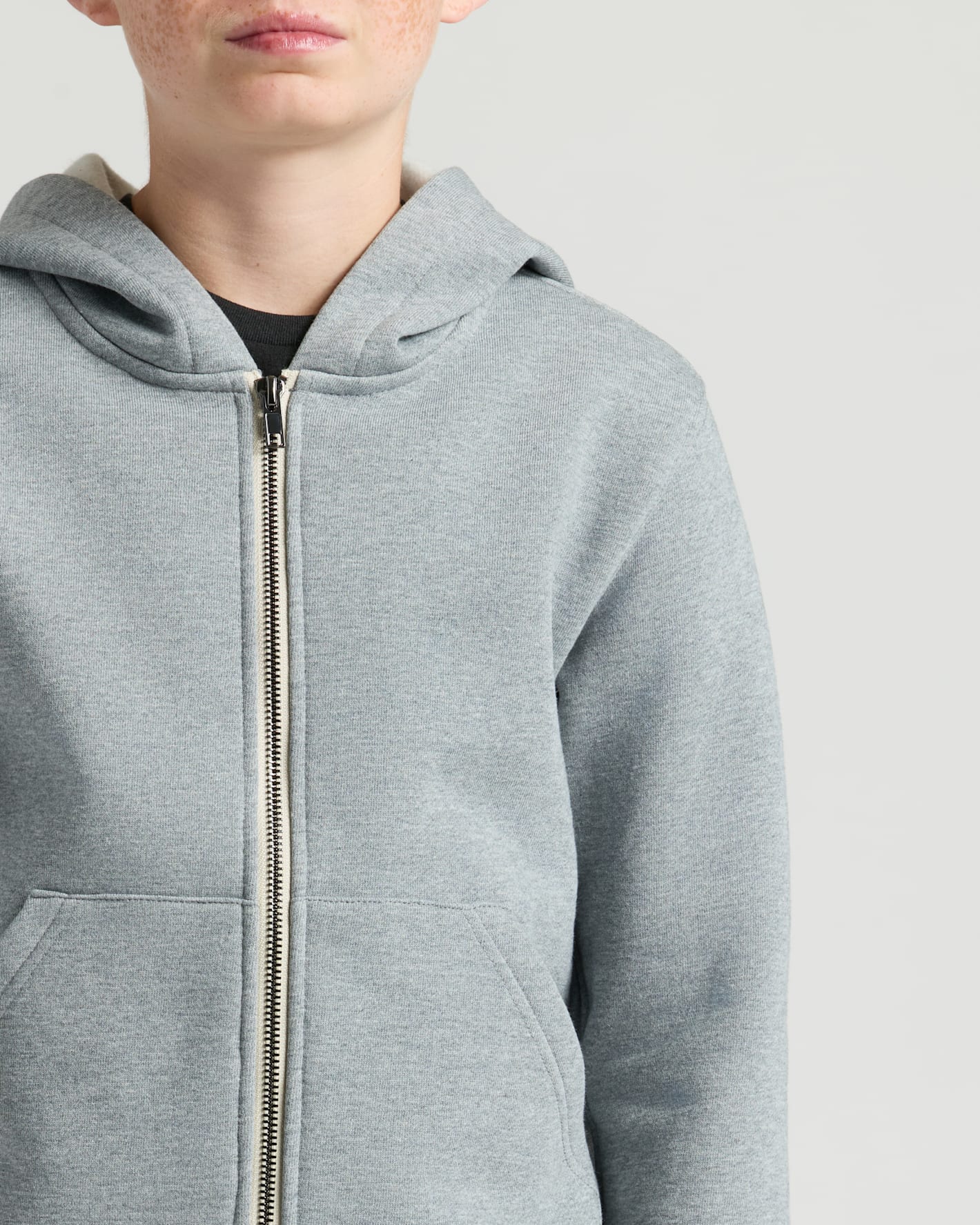 Boys' Medium Heather Gray Fleece Full Zip Hoodie