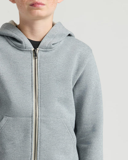 Boys' Medium Heather Gray Fleece Full Zip Hoodie