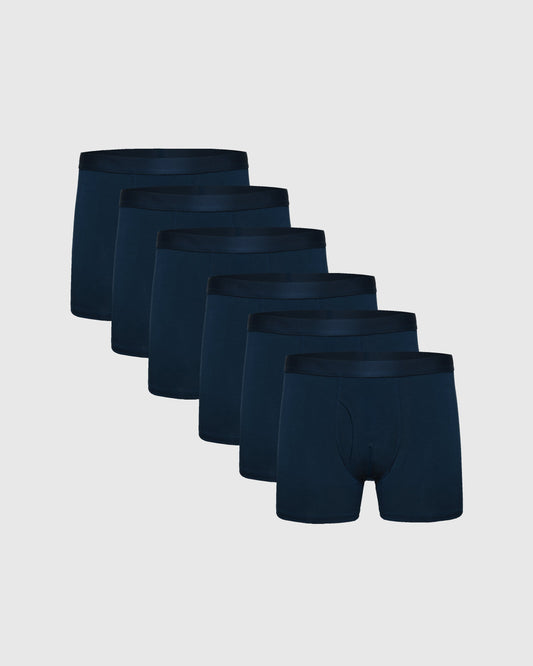 Navy Boxer Trunks W/ Fly 6-Pack