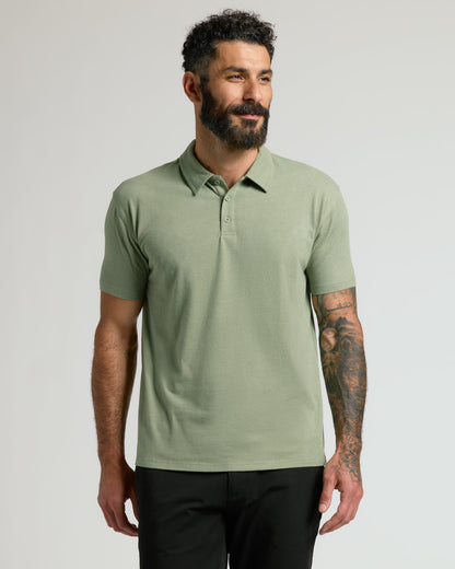 Dark Heather Bay Green Classic Polo