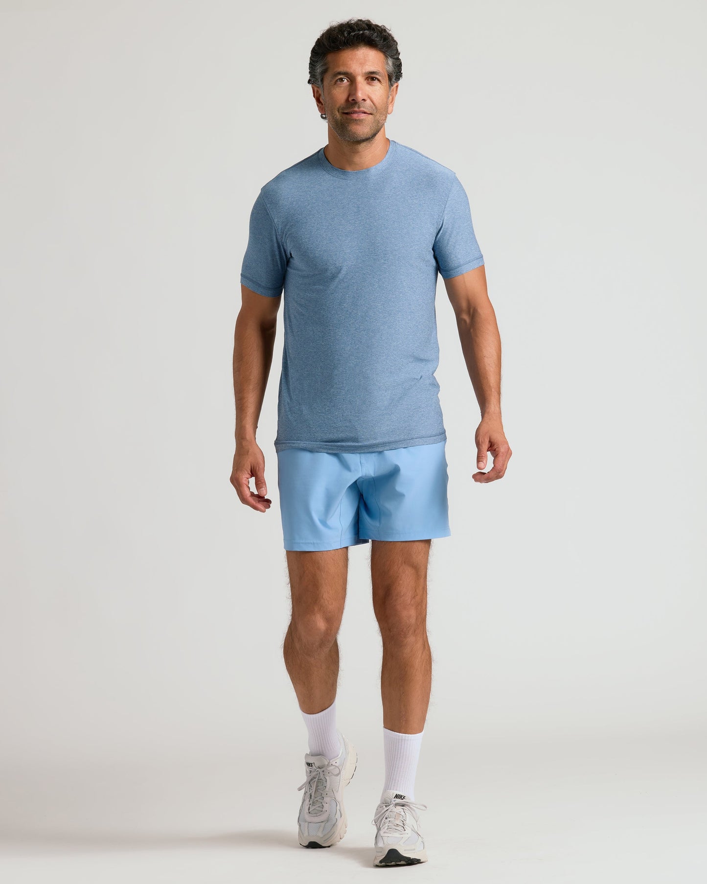 Heather Azul Active Crew Neck Tee