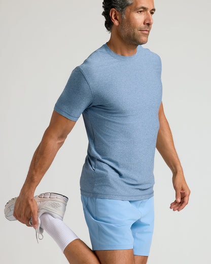 Heather Azul Active Crew Neck Tee